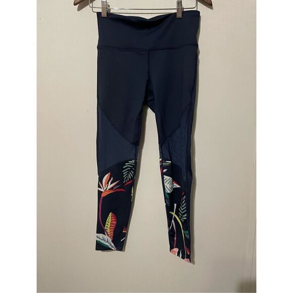 Joy Lab Women’s Small Blue Athletic Leggings Casual Stretch Athleisure Floral - Picture 1 of 5